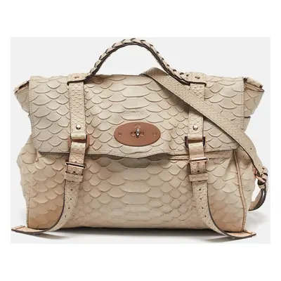 Mulberry Beige Python Embossed Leather Oversized Alexa Satchel