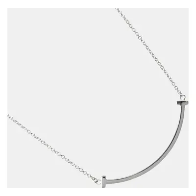 Tiffany & Co. 18K White Gold T Smile Necklace