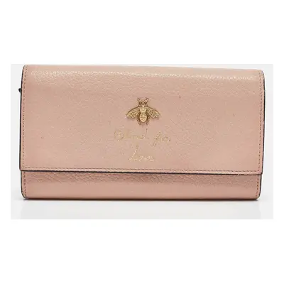 Gucci Pink Leather Blind for Love Flap Continental Wallet