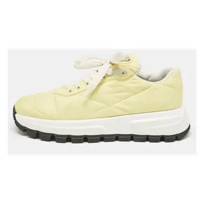 Prada Yellow Nylon Gabardine Low Top Sneakers