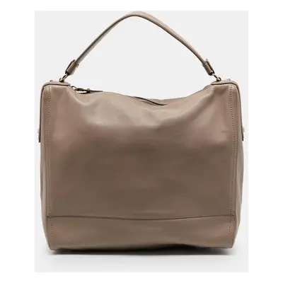 Salvatore Ferragamo Beige Leather Zipped Shoulder Bag