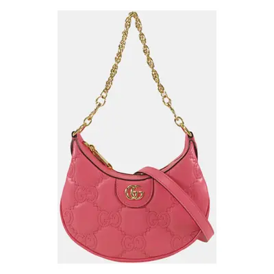 Gucci Pink Leather GG Marmont Satchel Bag