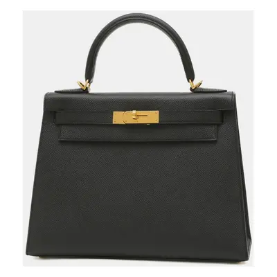 Hermes Black Epsom Leather Kelly Tote Bag