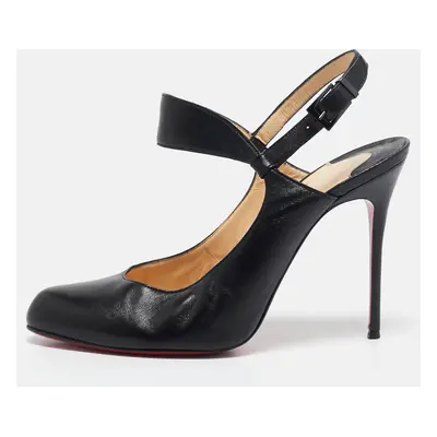 Christian Louboutin Black Leather Ankle Strap Pumps Size