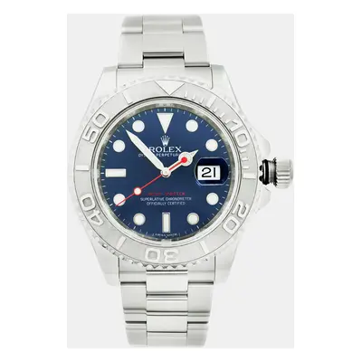 Rolex Yacht-Master Platinum Steel Blue Dial Automatic Mens Wristwatch