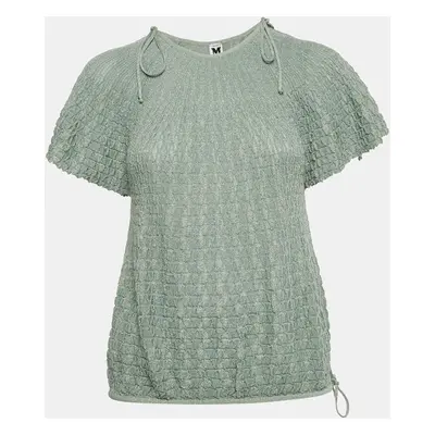 M Missoni Green Textured Lurex Knit Top