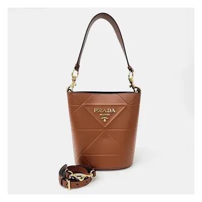 Prada Brown Leather diamond quilting bucket bag