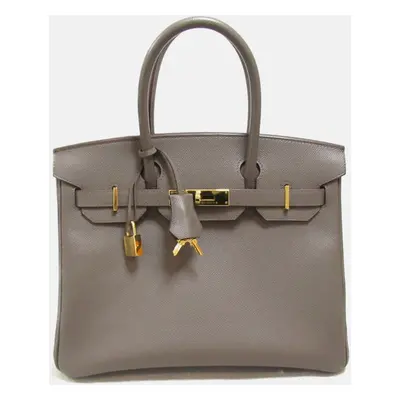 Hermes Beige Leather Birkin Tote Bag