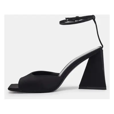 The Attico Black Satin Ankle Strap Sandals Size