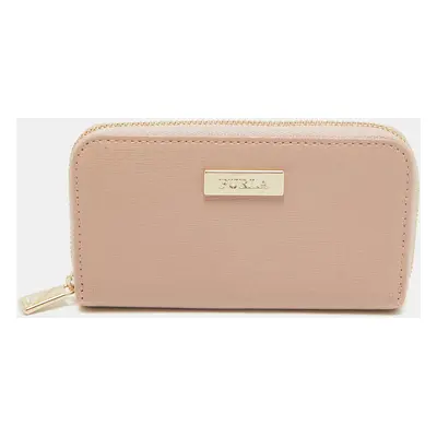 Furla Pink Leather Zip Around Key Case