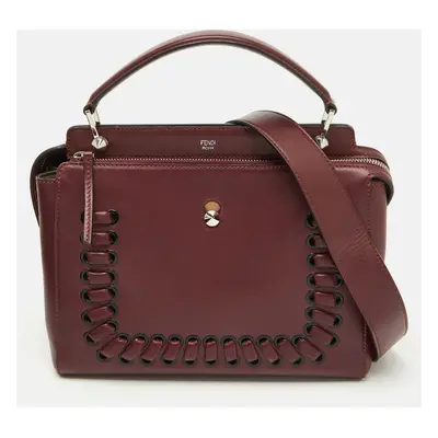 Fendi Burgundy Leather Whipstitch Dotcom Top Handle Bag