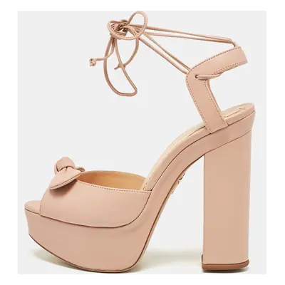 Charlotte Olympia Pink Leather Austin Platform Sandals Size