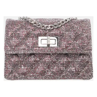 Chanel Red Silver Mini Glitter Canvas Reissue 2.55 Flap