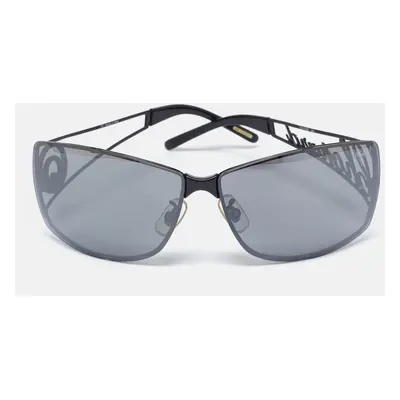 Chopard Black Tone/Grey SCH532S Crystal Logo Rectangle Sunglasses