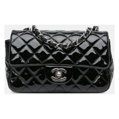 Chanel Black Mini Rectangular Classic Patent Single Flap