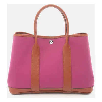 Hermes Pink Canvas Garden Party TPM Tote Bag