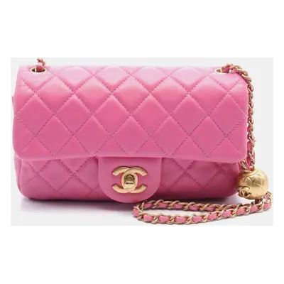 Chanel Pink Leather Flap Shoulder Bag