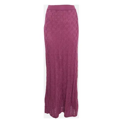 M Missoni Pink Patterned Knit Maxi Skirt