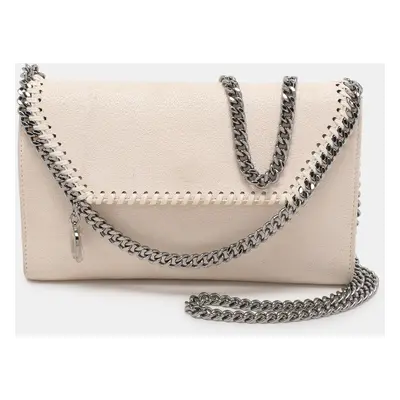 Stella McCartney Cream Faux Suede Falabella Chain Clutch