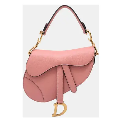 Dior Pink Leather Mini Saddle Shoulder Bag