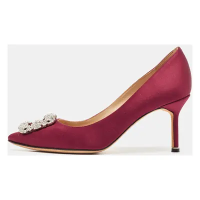 Manolo Blahnik Burgundy Satin Hangisi Pumps Size