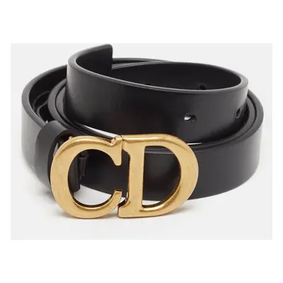 Dior Black Leather CD Logo Buckle Belt