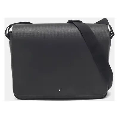 Montblanc Black Leather Sartorial Flap Messenger Bag