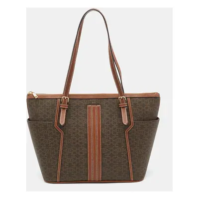 Bally Brown Printed Coated Canvas and Leather Damirah Tote