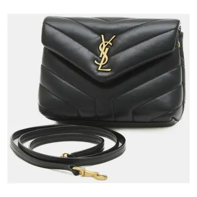 Saint Laurent Black Leather Lulu Toy Shoulder Bag