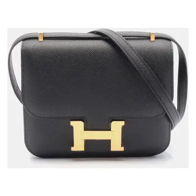 Hermes Black Leather Mini Constance Shoulder Bag