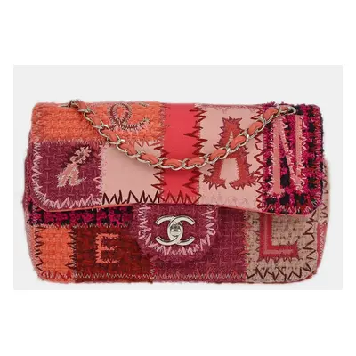 Chanel Pink Tweed Patchwork Classic Single Flap Bag