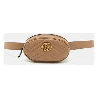 Gucci Beige Matelasse Leather GG Marmont Belt Bag