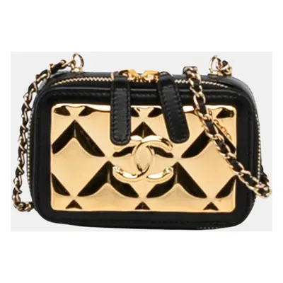 Chanel Black/Gold CC Quilted Golden Plate Vanity Crossbody