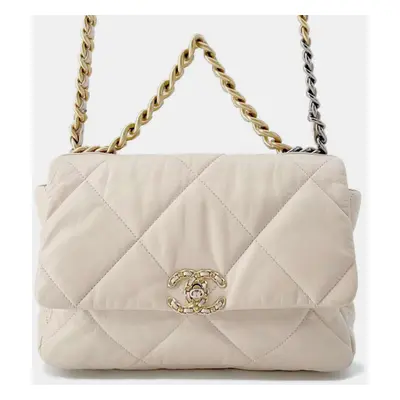 Chanel Beige Lambskin Leather Chain Shoulder Handbag