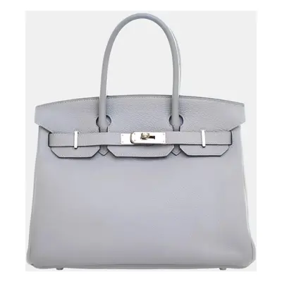 Hermes Bleu Glacier Togo Leather Birkin Bag