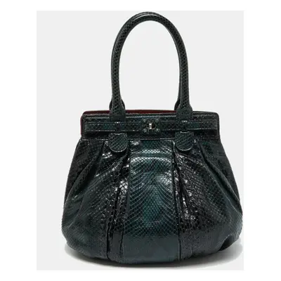 Zagliani Black/Green Python Puffy Hobo