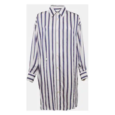 Isabel Marant Etoile White/Blue Stripe Cotton Blend Seenli Dress