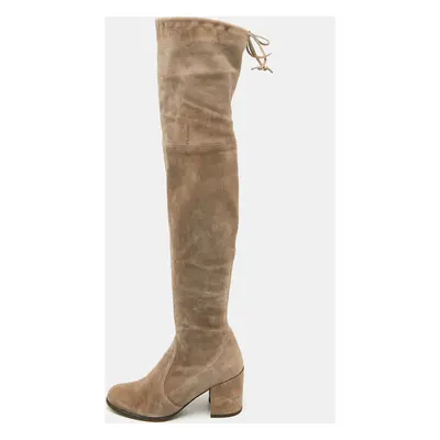 Stuart Weitzman Taupe Grey Suede Over The Knee Boots Size 37.5