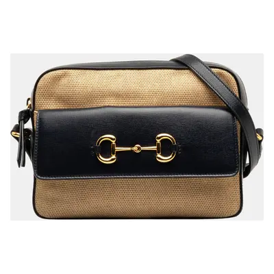 Gucci Beige/Brown Horsebit Flap Pocket Camera Bag