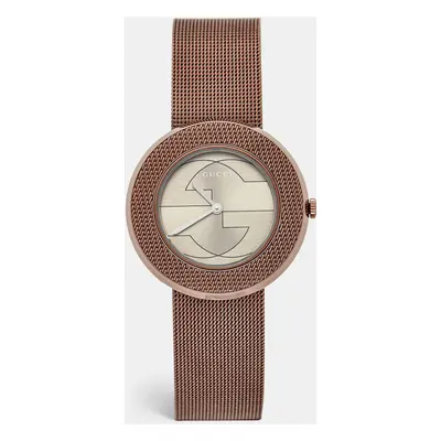 Gucci Silver Grey Dial Bronze Tone Stainless Steel U-Play YA129445 Women's Wristwatch