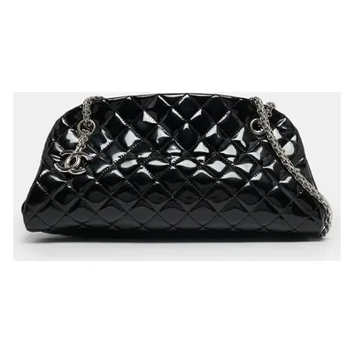 Chanel Black Quilted Patent Leather Medium Just Mademoiselle Bowler Bag