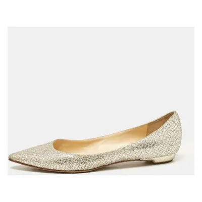 Jimmy Choo Silver Glitter Romy Ballet Flats Size