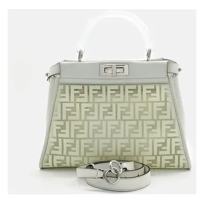 Fendi White Leather PU Peekaboo Medium Bag