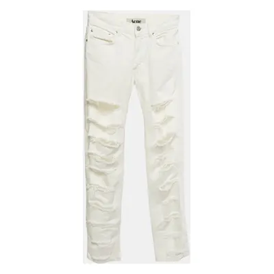 Acne Studios White Denim Distressed Jeans