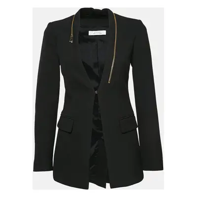 Versace Collection Black Crepe Zip Detail Blazer