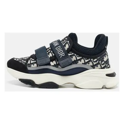 Dior Blue Oblique Neoprene and Suede D-Wander Sneakers Size