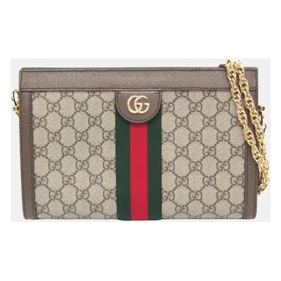 Gucci Beige Brown Ophidia Small GG Supreme Shoulder Bag