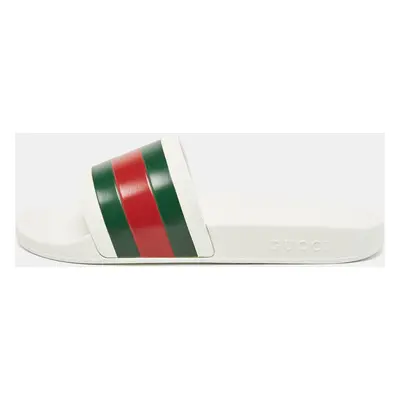 Gucci White Rubber Pursuit Pool Slides Size