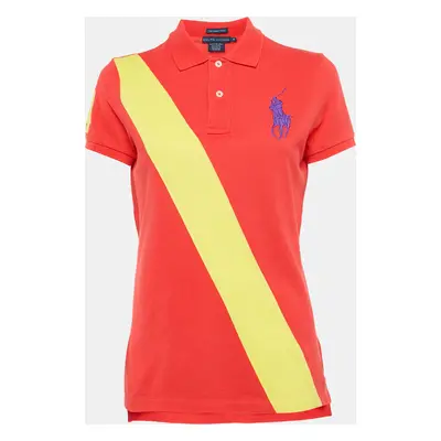 Ralph Lauren Red Cotton Pique Applique Detail Polo T-Shirt