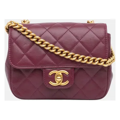 Chanel Purple Mini Quilted Lambskin Single Flap